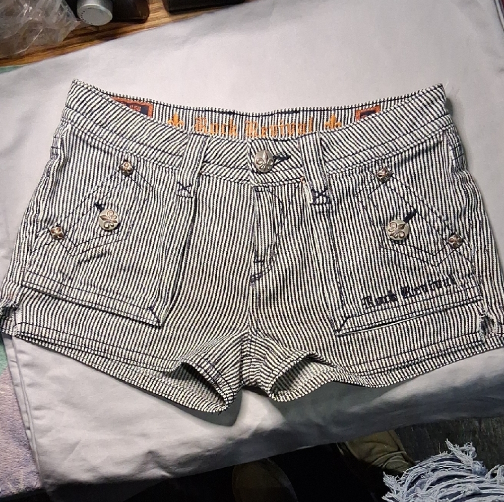 Rock Revival Black and White Striped Jean Shorts